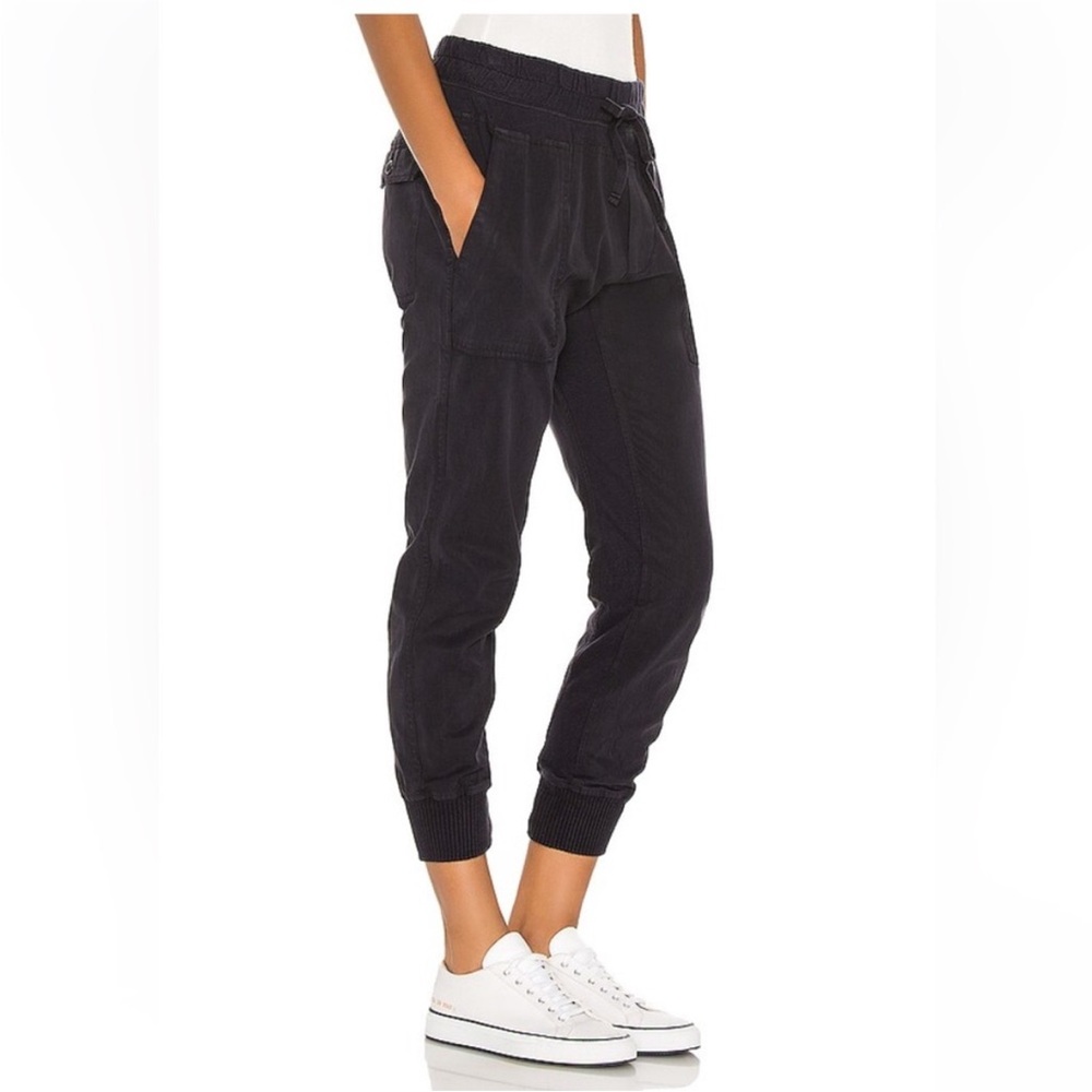 Standard James Perse Mixed Media Utility Jogger Pants Cotton Black Drawstring 3